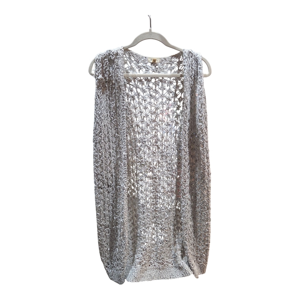 POL Silver Knit Open-Front Vest